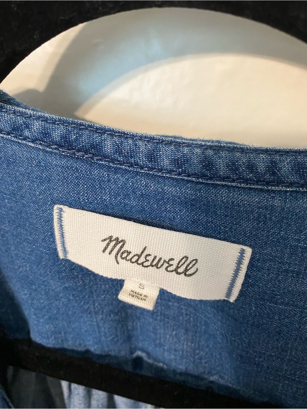 NWOT Madewell Denim Ruffled Pintuck Top - Picture 6 of 15